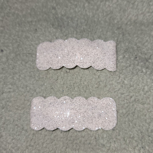 White with Silver Glitter Vinyl Snap Clip Set