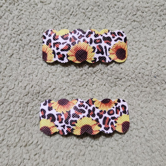 Sunflower & Cheetah Print Snap Clip Set
