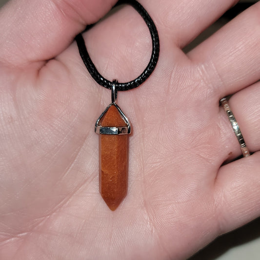 Red Agate Double Point Necklace