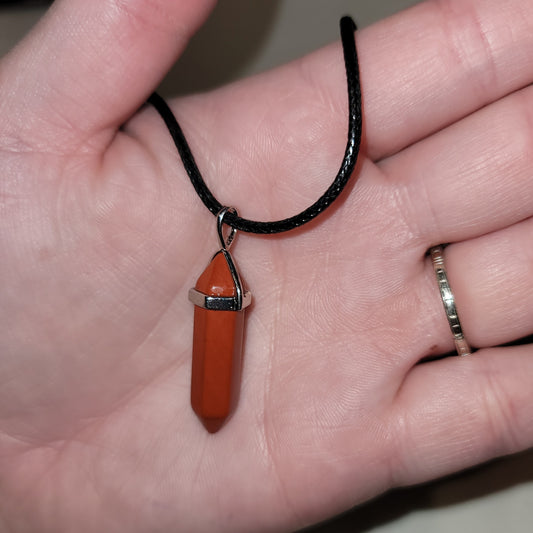 Red Jasper Double Point Pendant Necklace