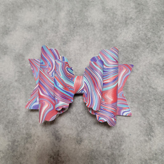 Red, White, & Blue Tie Dye Double Scallop Bow