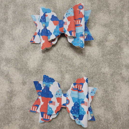 Red, White & Blue Cupcake Large Bow