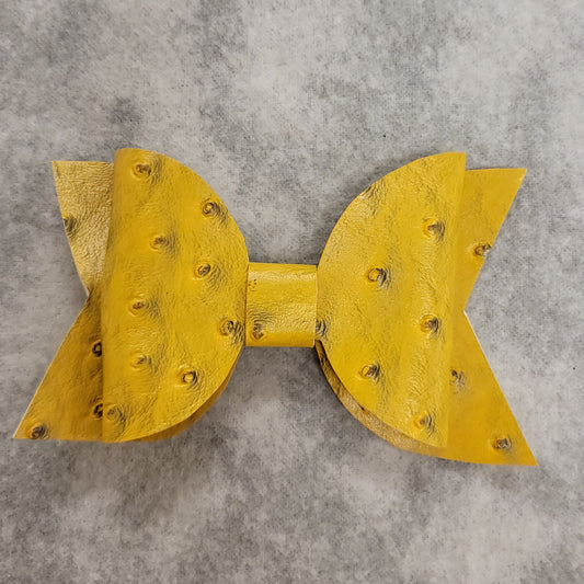 Mustard Ostrich Print Large Bow