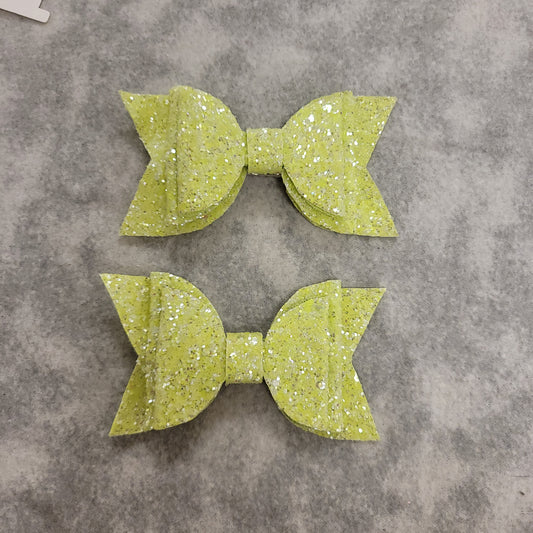 Neon Yellow Glitter Large Bow