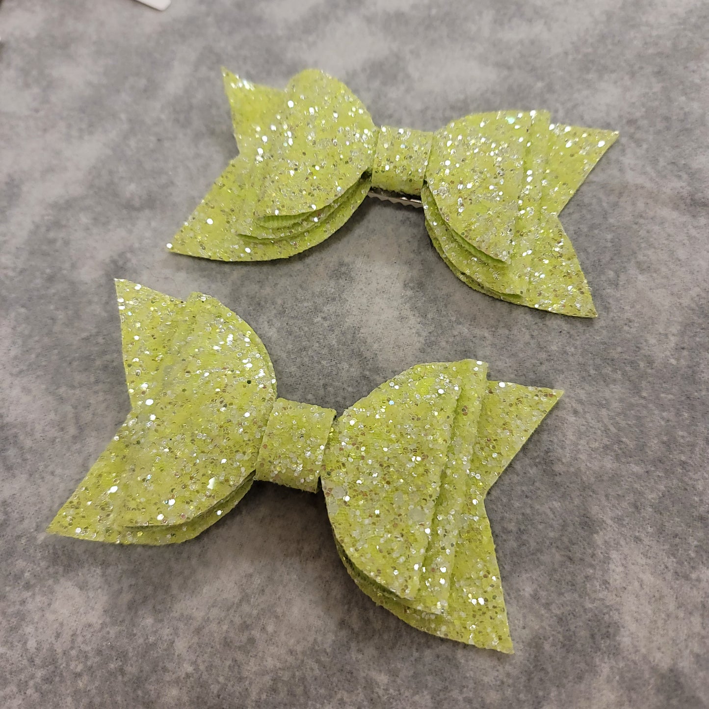 Neon Yellow Glitter Large Bow