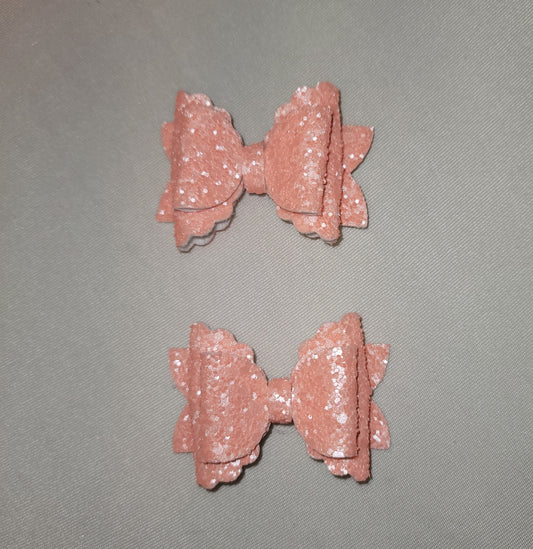 Pastel Peach Glitter Piggy Bow Set