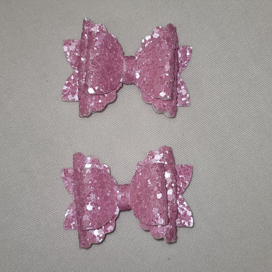 Pink Glitter Piggy Bow Set