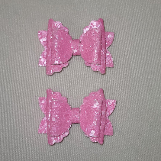 Bright Pink Glitter Piggy Bow Set