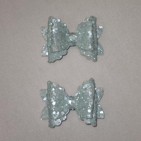 Light Blue Glitter Piggy Bow Set