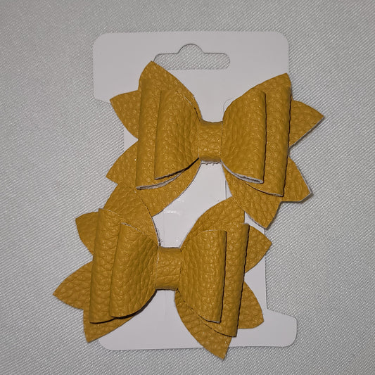 Mustard Faux Leather Lou Lou Bow Set