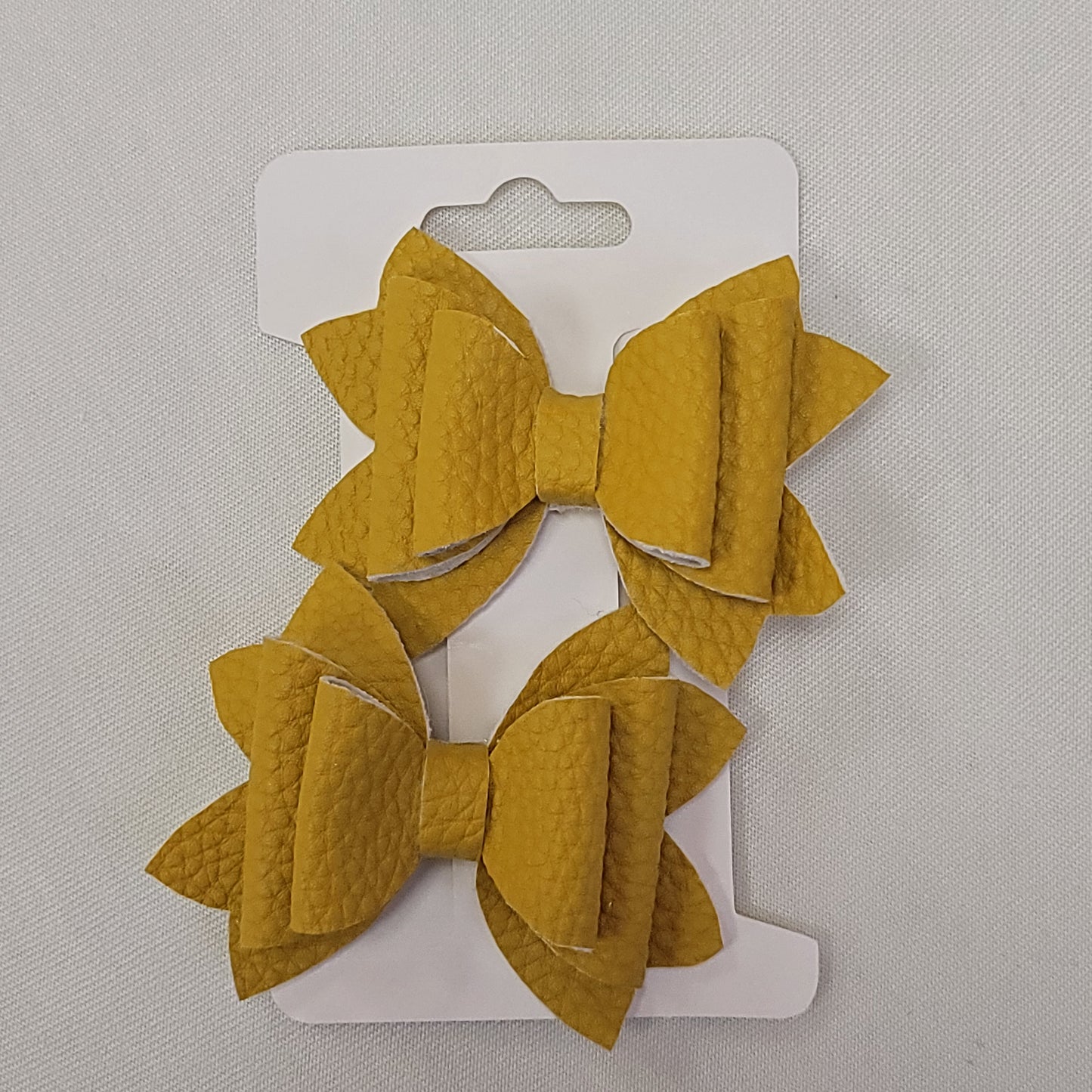 Mustard Faux Leather Lou Lou Bow Set