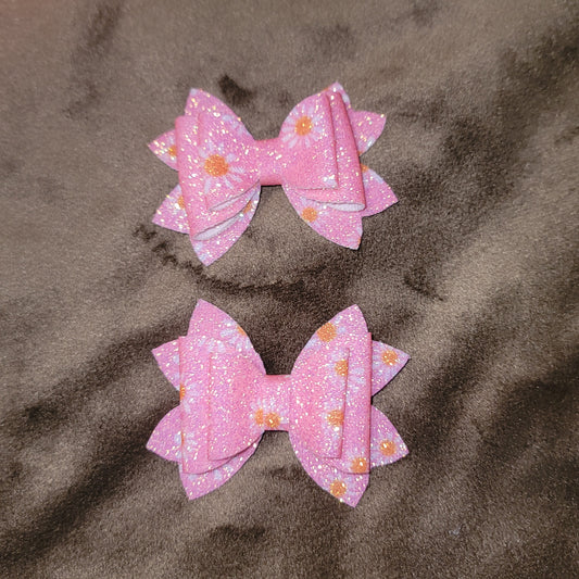 Hot Pink Glitter Daisy Lou Lou Bow Set
