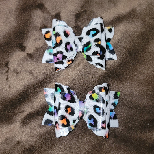 Rainbow Cheetah Print Lou Lou Bow Set