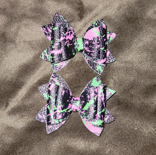 Black Neon Splatter Lou Lou Bow Set