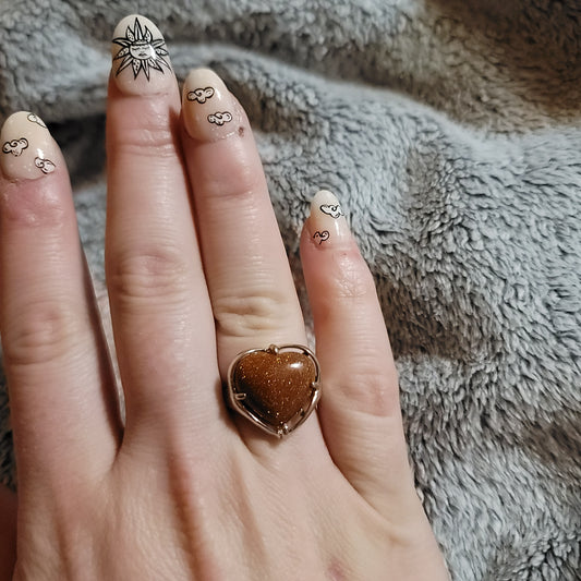 Goldstone Heart Ring