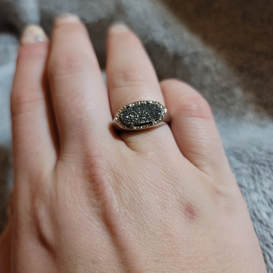 Dark Druzy Paved Ring