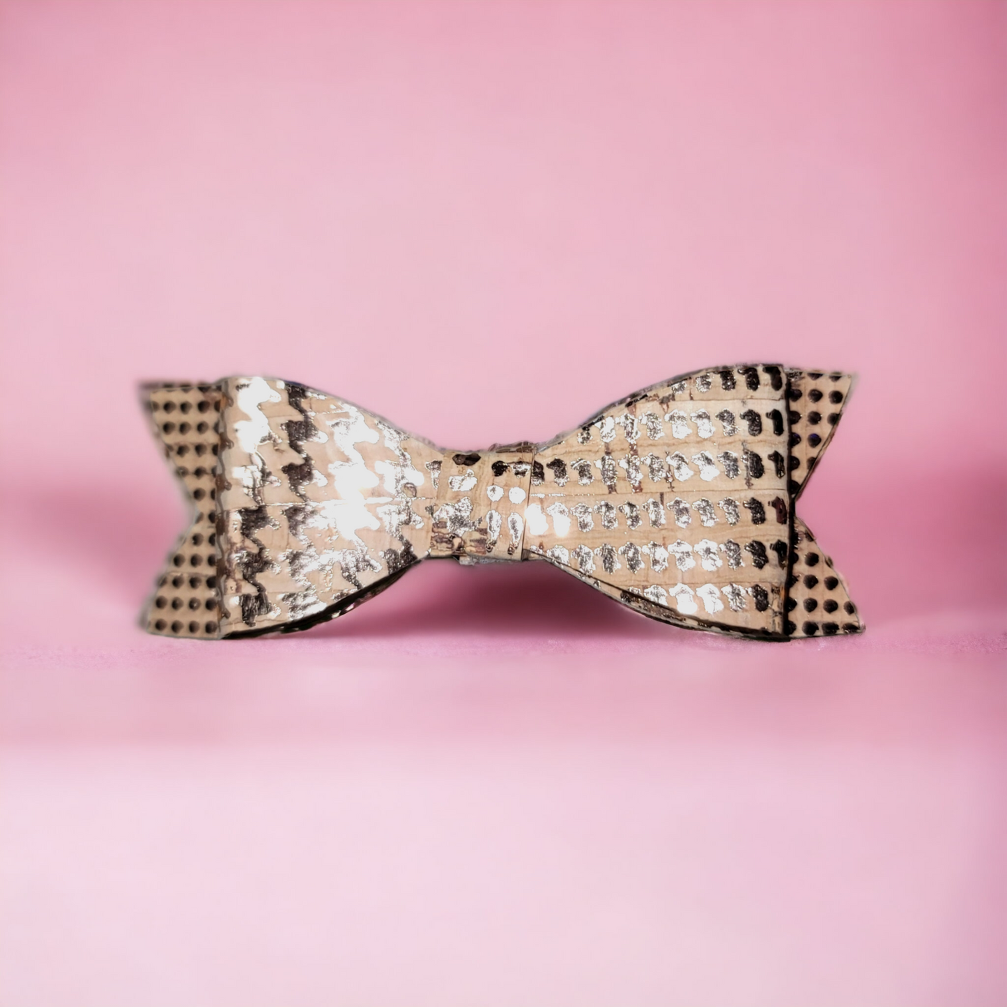 Gold Houndstooth Cork Mini Bow