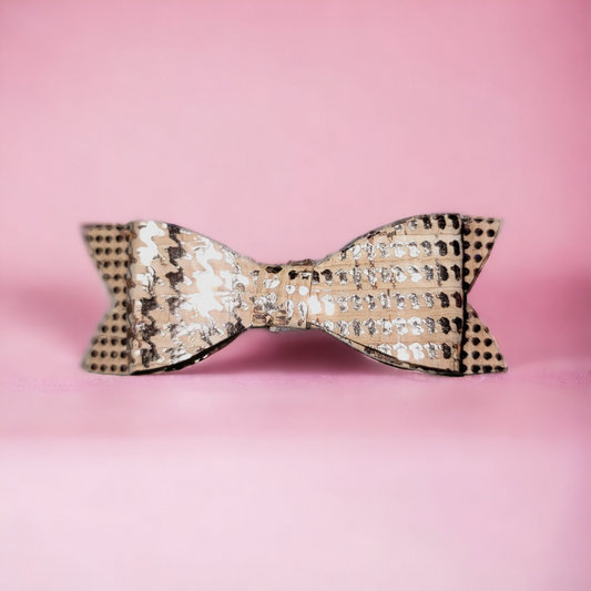 Gold Houndstooth Cork Mini Bow