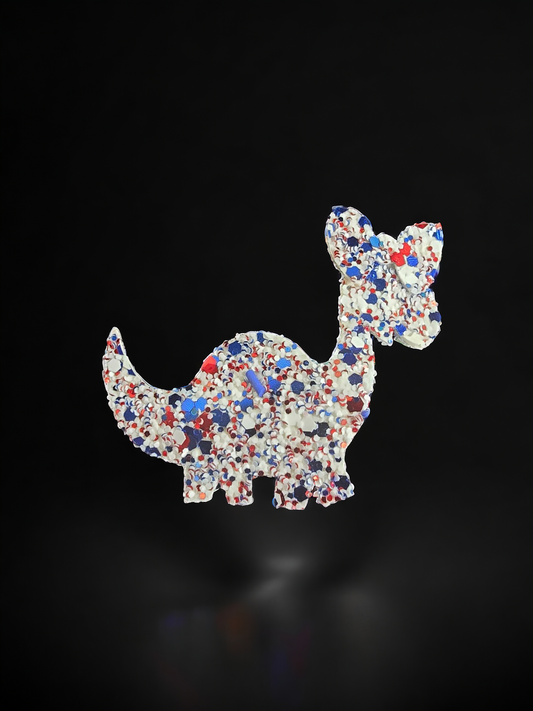 Patriotic Glitter Dinosaur Bow