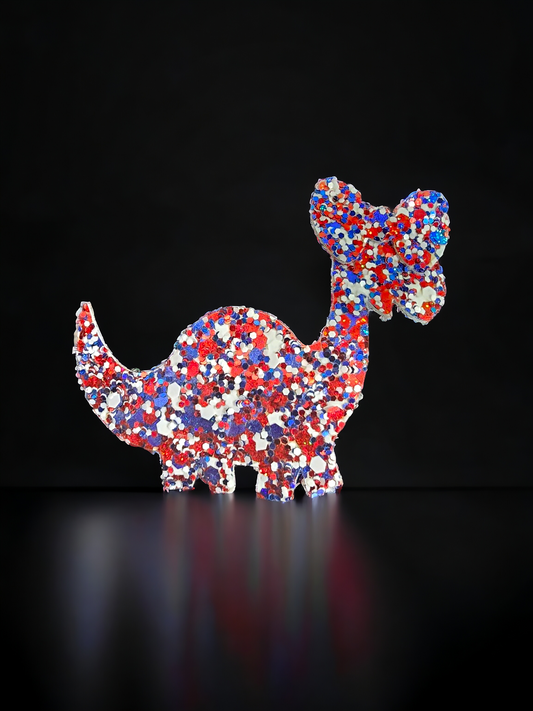Dark Glitter Patriotic Dinosaur Snap Clip