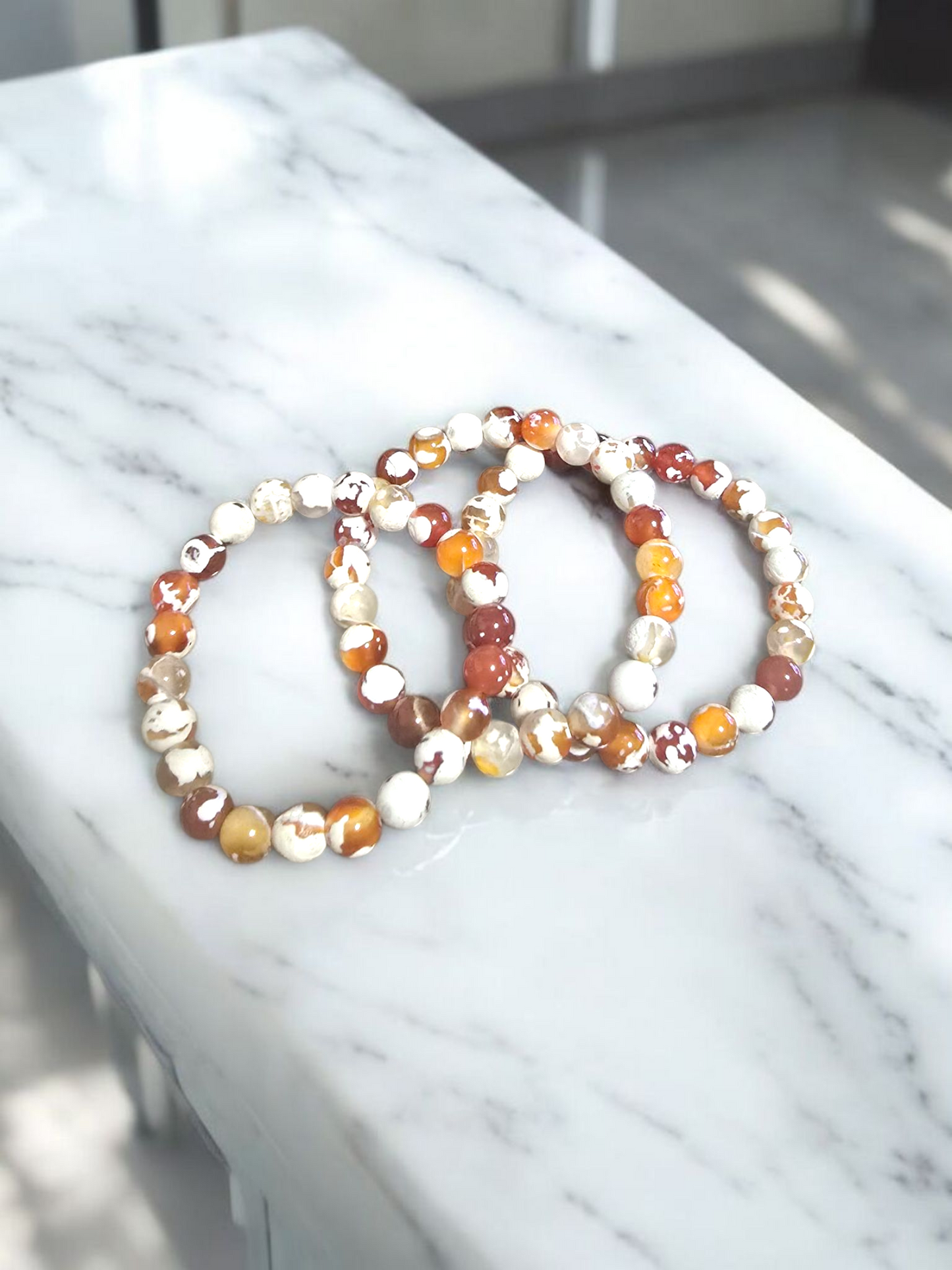 Orange Orca Agate Bracelet