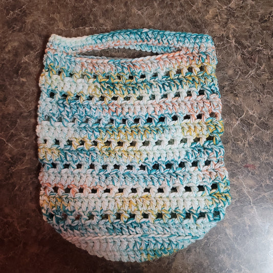 Double the Love Teal, Orange, Yellow Crochet Tote Bag
