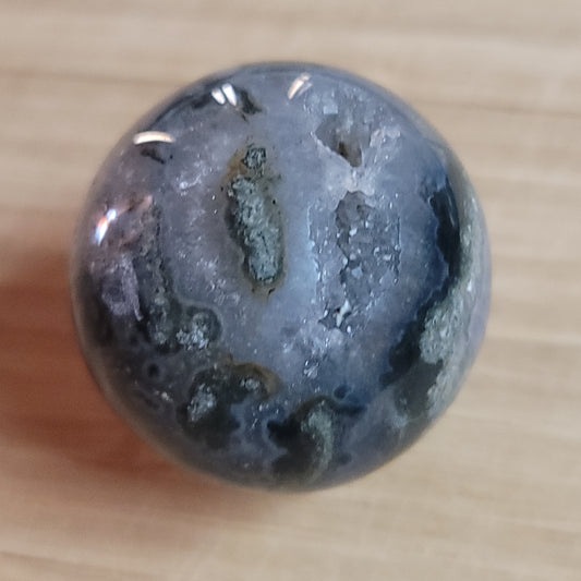 Blue Moss Agate Sphere with Druzy