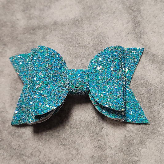 Teal Glitter Hair Bow