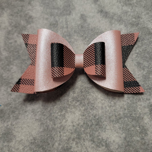 Light Metallic Pink & Plaid Bow