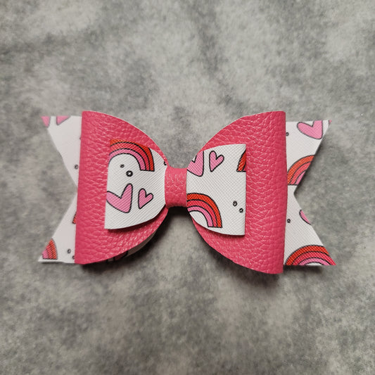 Pink, Hearts & Rainbows Bow