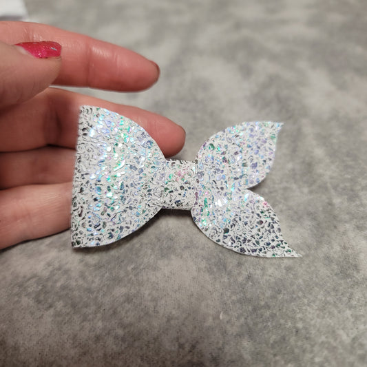 Rainbow Metallic Crackle Mermaid Tail Bow