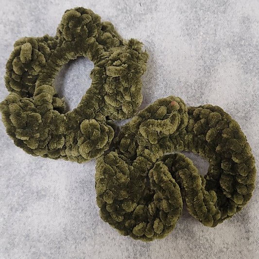 Olive Green Velvet Scrunchie