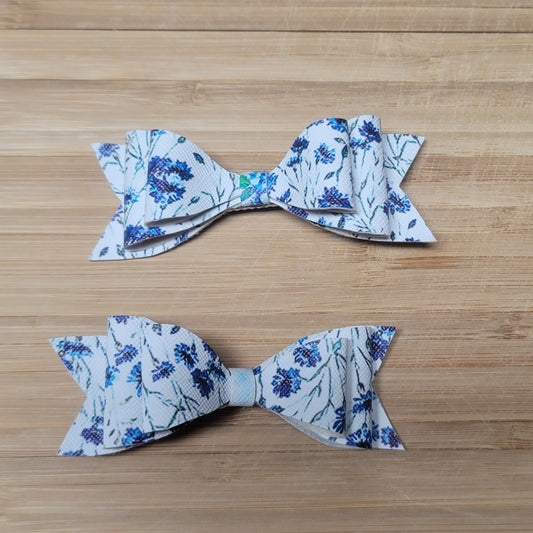 Dark Blue Floral Bows