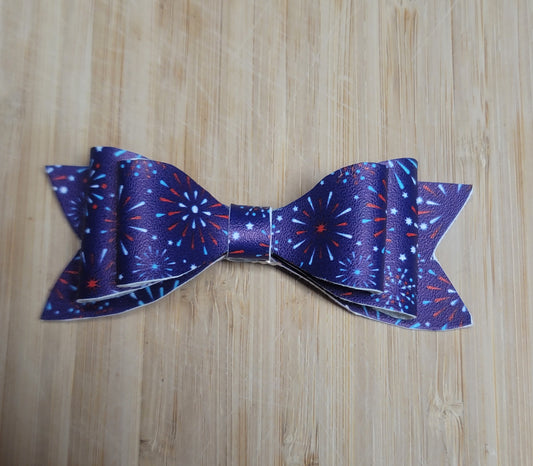 Dark Blue, Red & White Fireworks Double Stack Bow