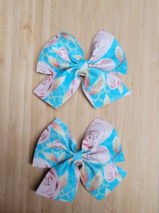 Candance Light Blue & Light Pink Floral Bows