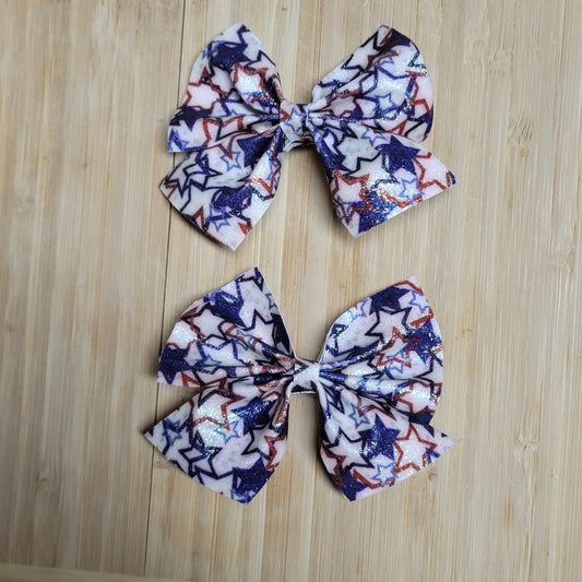 Candance Sparkly Red, White & Blue Star Bows