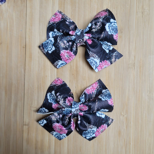 Cadance Black, Pink, & White Floral Bows