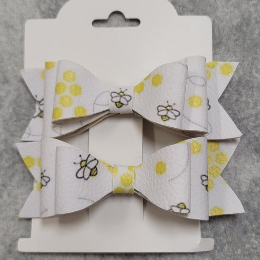 Small White Bumblee Double Stack Bows