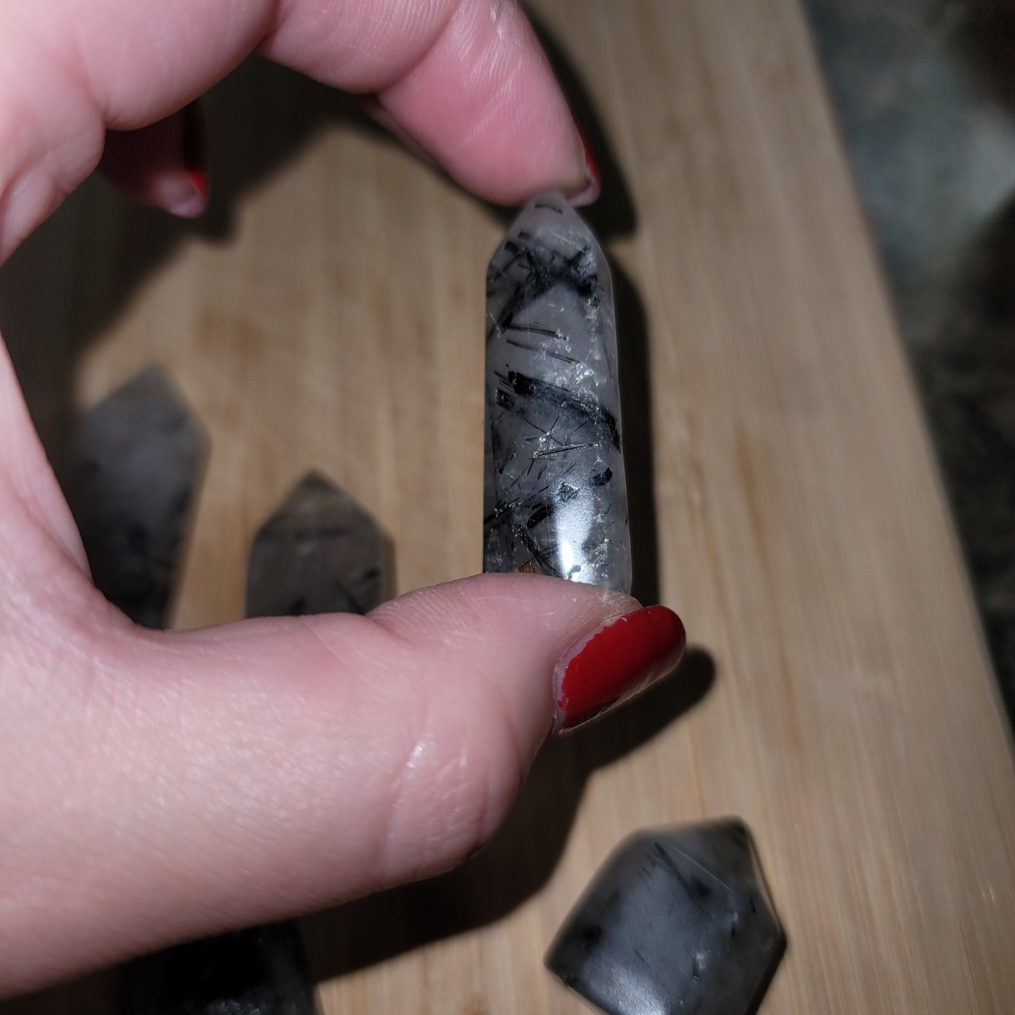 Black Tourmilated Quartz Mini Point