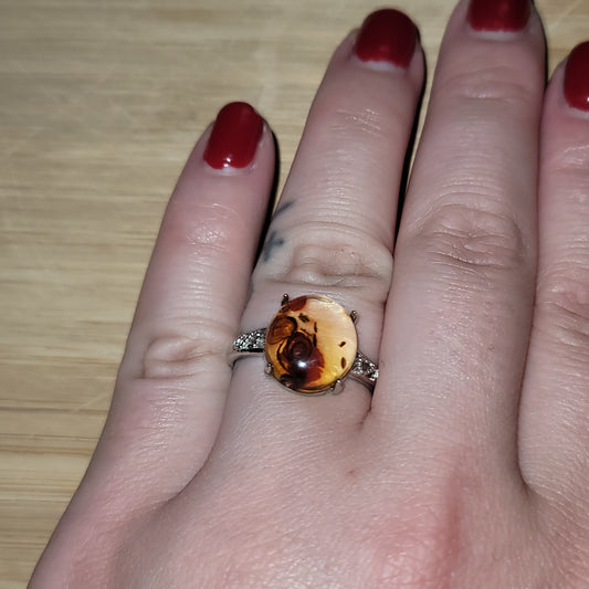 Flower Amber Ring