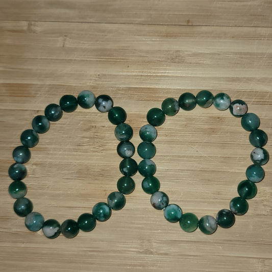 Green Flower Agate Bracelet