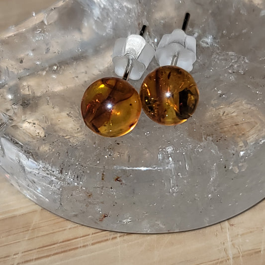 Flower Amber Earrings