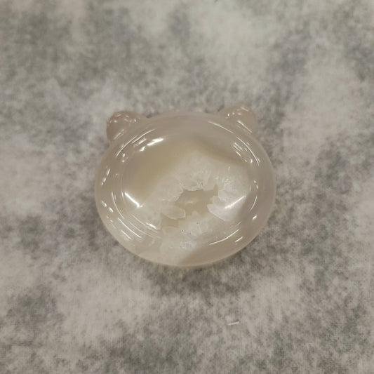 Agate with Quartz Cat Bowl