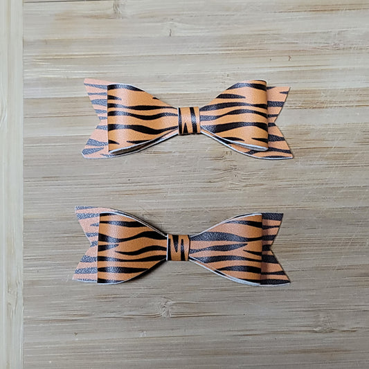 Orange & Black Tiger Stripe Mini Bow Set