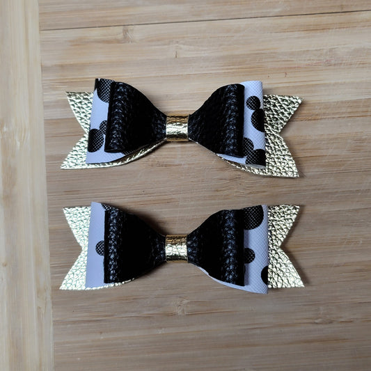 Black, Gold, Mickey Mouse Small Bow Set