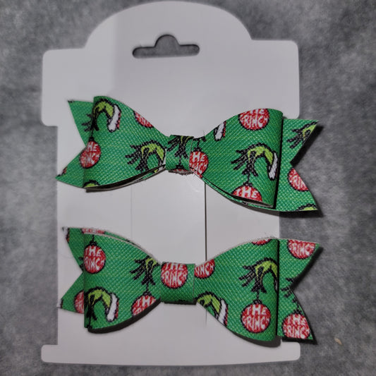 Green Grinch Mini Bow Set