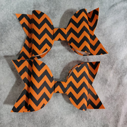 Orange & Black Chevron Bow