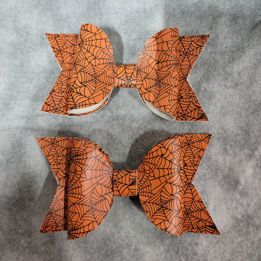 Orange & Black Spiderweb Bows