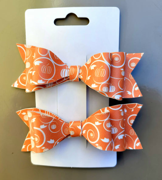 Orange Pumpkin Small Bow Set