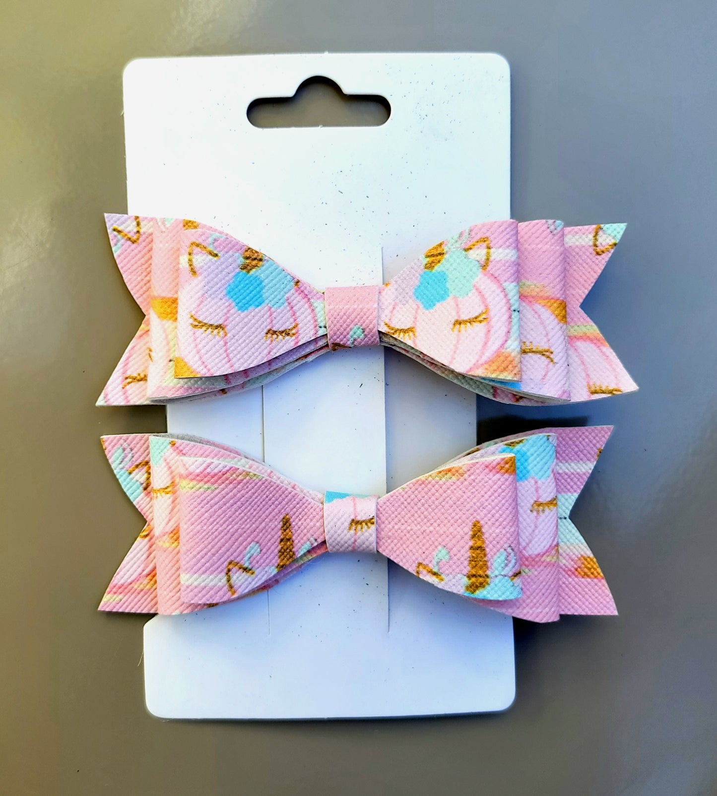 Pastel Pink Unicorn Pumpkins Small Bow Set